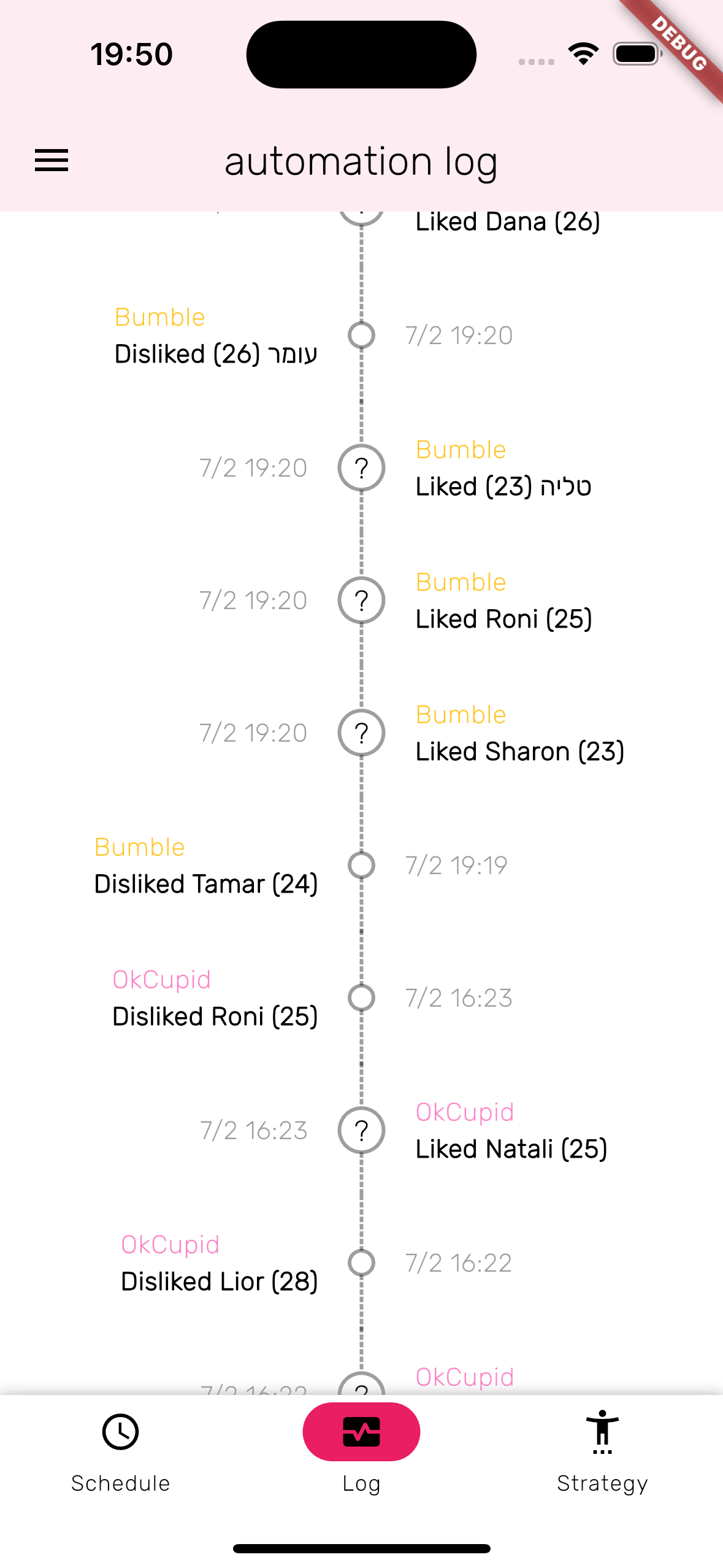 Automation log screenshot